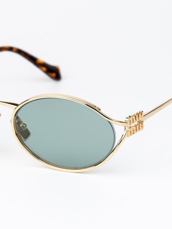 Miu Miu Women Sunglasses LOGO Gold Green Mirror Silver Oval MU52YS 5AK04M main image 8